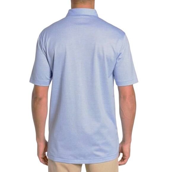 PETER MILLAR Crown Ease Briarwood Stripe Nanoluxe Polo Shirt Men L Cotton Blue - Picture 2 of 13